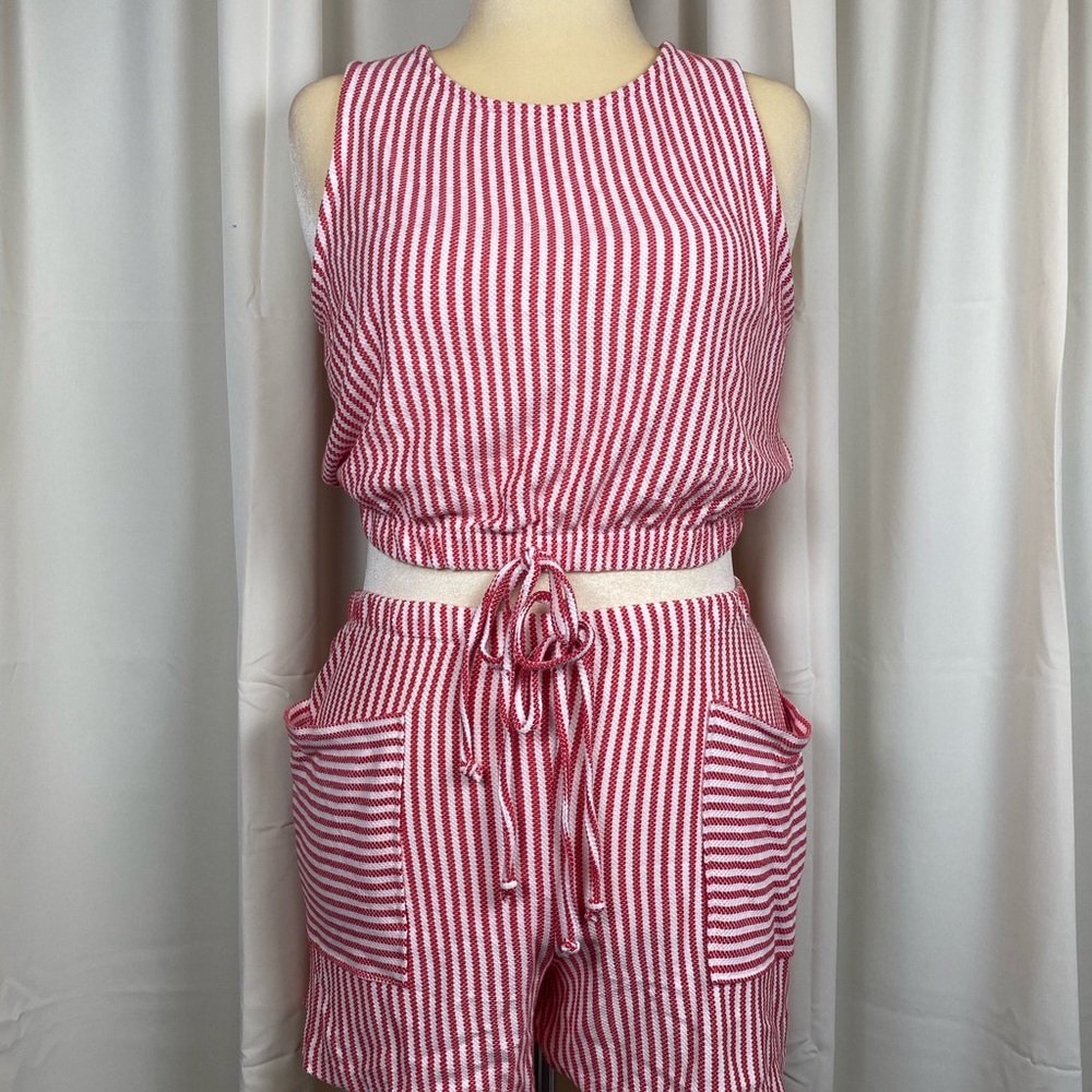 NWT! Red and White Striped Women's Coord Set
